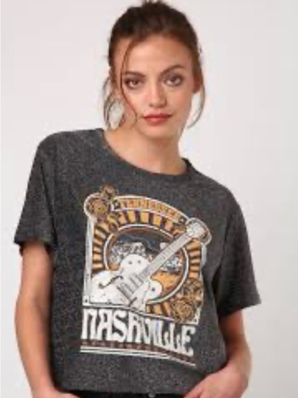 Altar'd State Black Graphic Nashville Cropped Tee